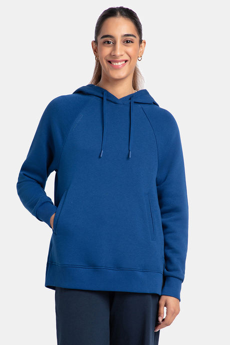 Buy Jockey Super Combed Cotton Rich Fleece Fabric Hoodie Navy Peony at Rs.1799 online Activewear online